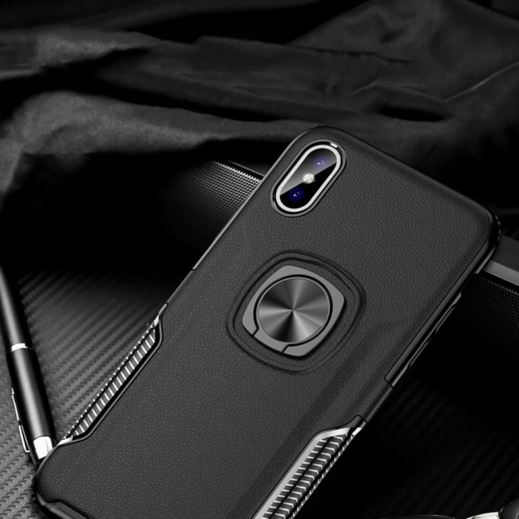 For iPhone X / XS Shockproof Car Magnetic Case with 360 Degree Gold Armor Ring