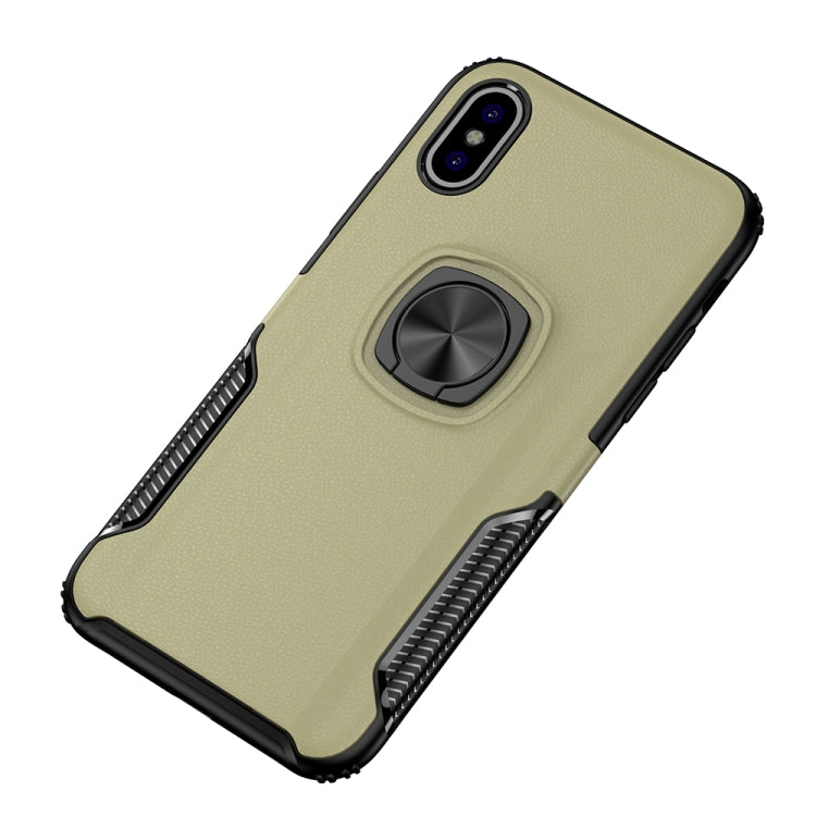 For iPhone X / XS Shockproof Car Magnetic Case with 360 Degree Gold Armor Ring