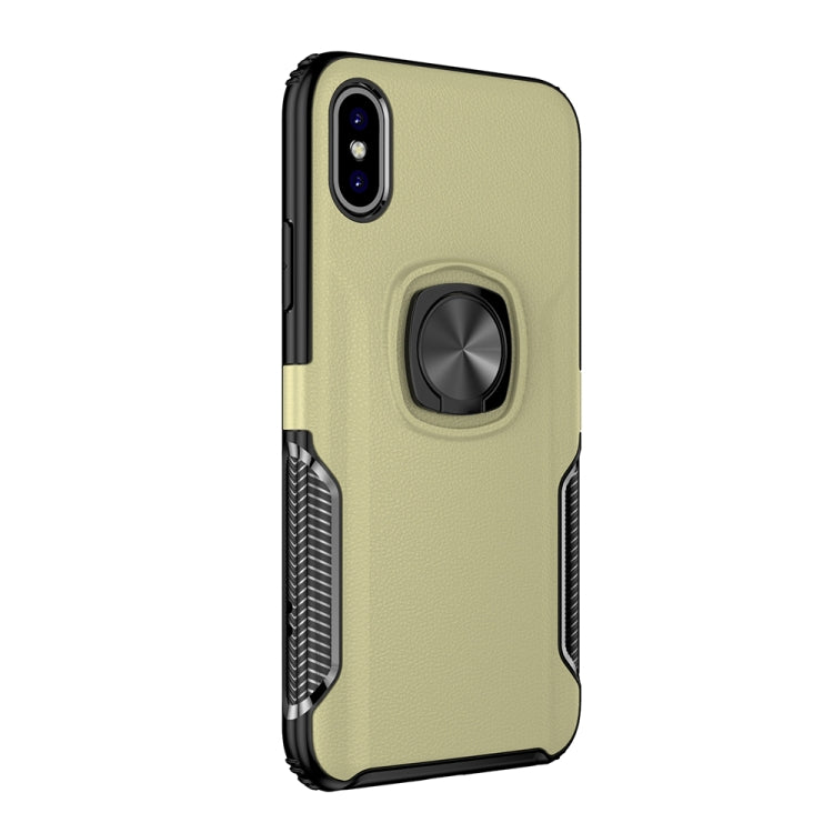 For iPhone X / XS Shockproof Car Magnetic Case with 360 Degree Gold Armor Ring