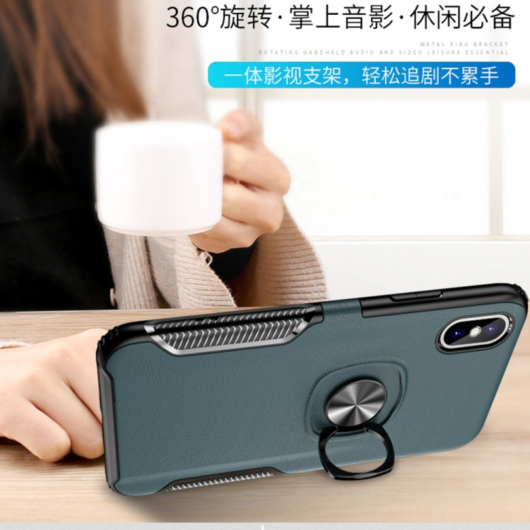 For iPhone X / XS Shockproof Car Magnetic Case with 360 Degree Gold Armor Ring