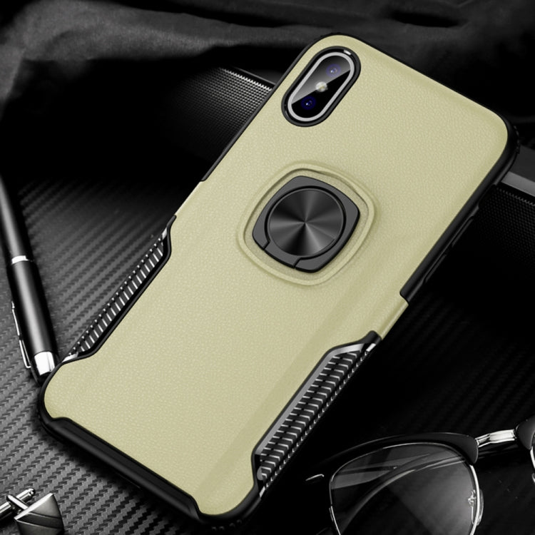 For iPhone X / XS Shockproof Car Magnetic Case with 360 Degree Gold Armor Ring
