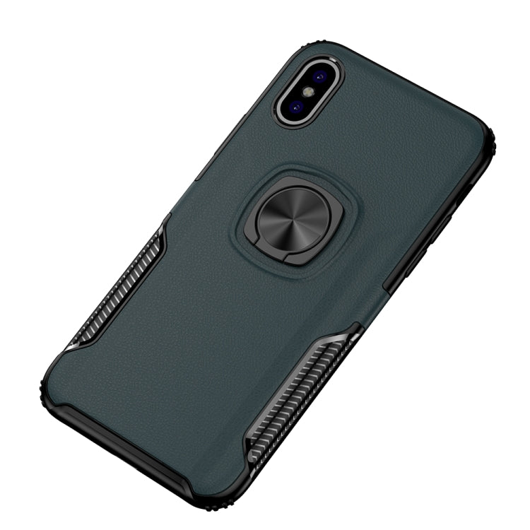 For iPhone X / XS Shockproof Car Magnetic Case with 360 Degree Gold Armor Ring