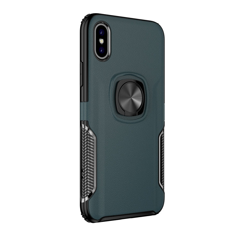 For iPhone X / XS Shockproof Car Magnetic Case with 360 Degree Gold Armor Ring
