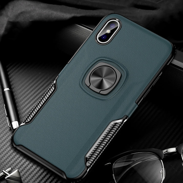 For iPhone X / XS Shockproof Car Magnetic Case with 360 Degree Gold Armor Ring