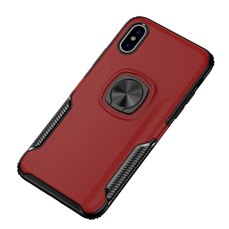 For iPhone X / XS Shockproof Car Magnetic Case with 360 Degree Gold Armor Ring
