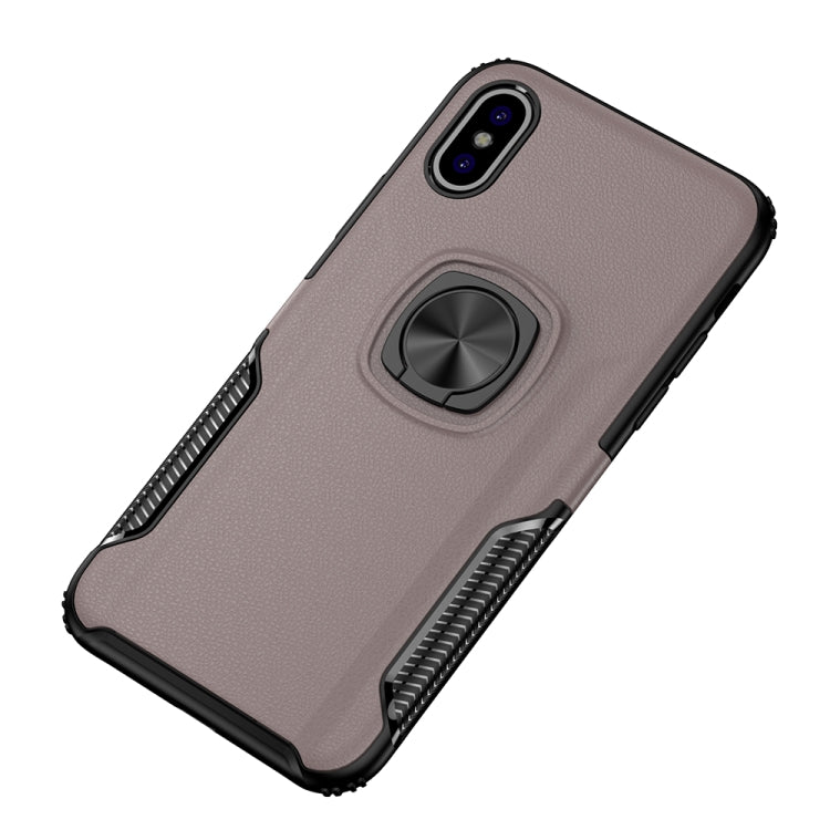 For iPhone X / XS Shockproof Car Magnetic Case with 360 Degree Gold Armor Ring