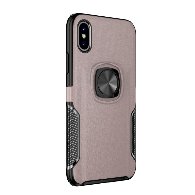 For iPhone X / XS Shockproof Car Magnetic Case with 360 Degree Gold Armor Ring