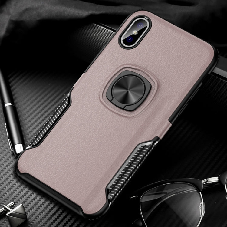 For iPhone X / XS Shockproof Car Magnetic Case with 360 Degree Gold Armor Ring