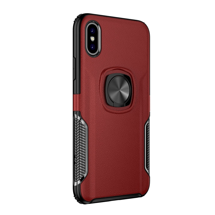 For iPhone X / XS Shockproof Car Magnetic Case with 360 Degree Gold Armor Ring