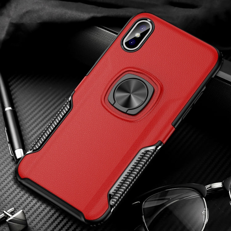 For iPhone X / XS Shockproof Car Magnetic Case with 360 Degree Gold Armor Ring