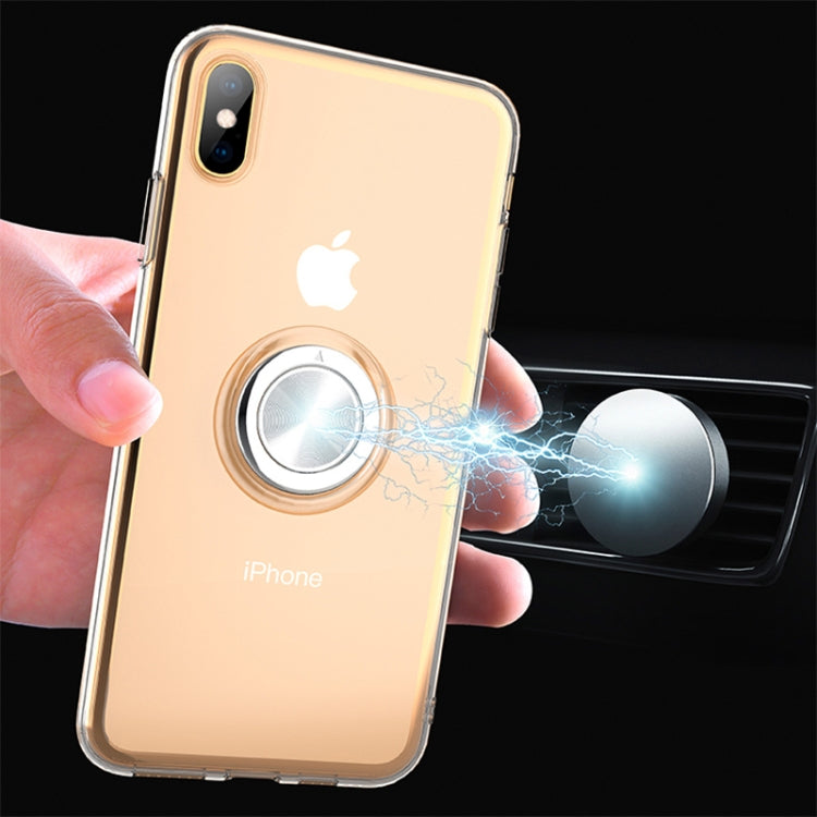 For iPhone XS Ultra-thin TPU Protective Case with Metal Ring Holder