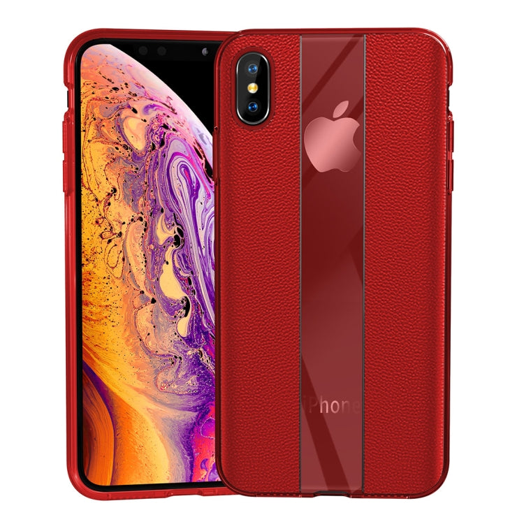 For iPhone X / XS Anti-slip Leather + TPU Protective Case(Red)