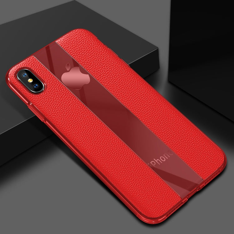 For iPhone X / XS Anti-slip Leather + TPU Protective Case(Red)