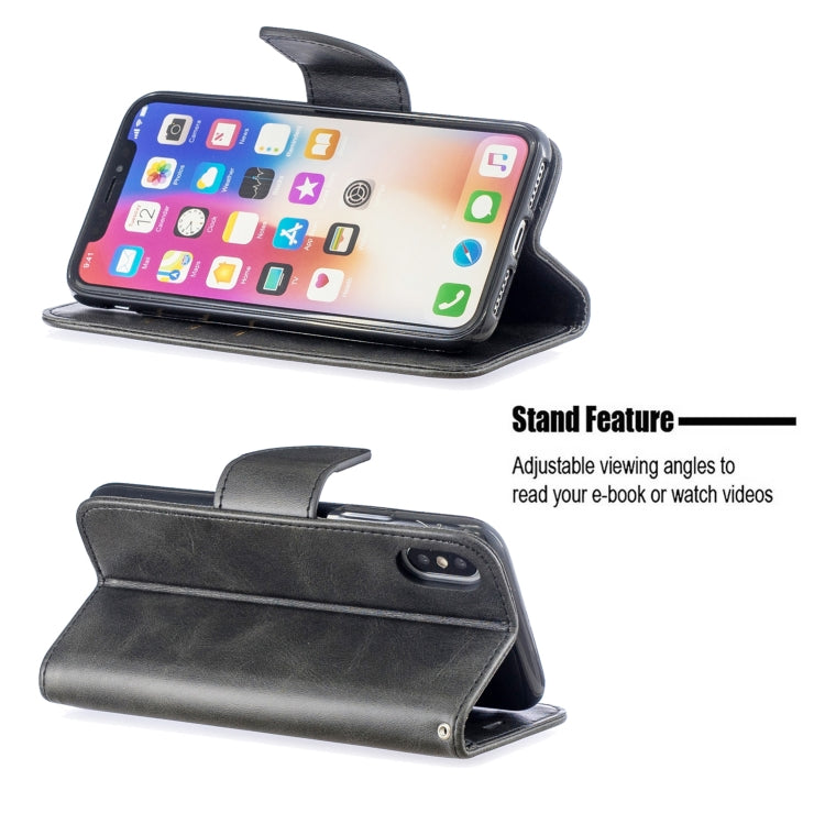 For iPhone X / XS Retro Lambskin Texture Pure Color Horizontal Flip PU Leather Case with Holder & Card Slots & Wallet & Lanyard