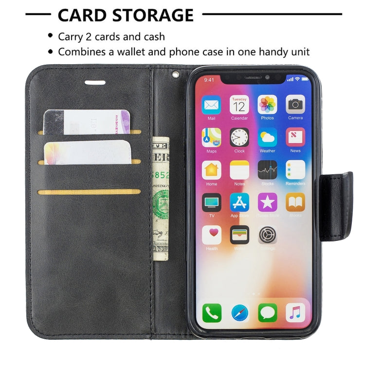 For iPhone X / XS Retro Lambskin Texture Pure Color Horizontal Flip PU Leather Case with Holder & Card Slots & Wallet & Lanyard
