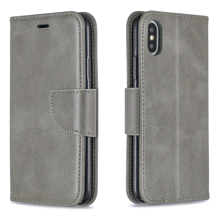 For iPhone X / XS Retro Lambskin Texture Pure Color Horizontal Flip PU Leather Case with Holder & Card Slots & Wallet & Lanyard