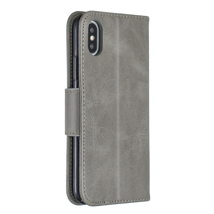 For iPhone X / XS Retro Lambskin Texture Pure Color Horizontal Flip PU Leather Case with Holder & Card Slots & Wallet & Lanyard