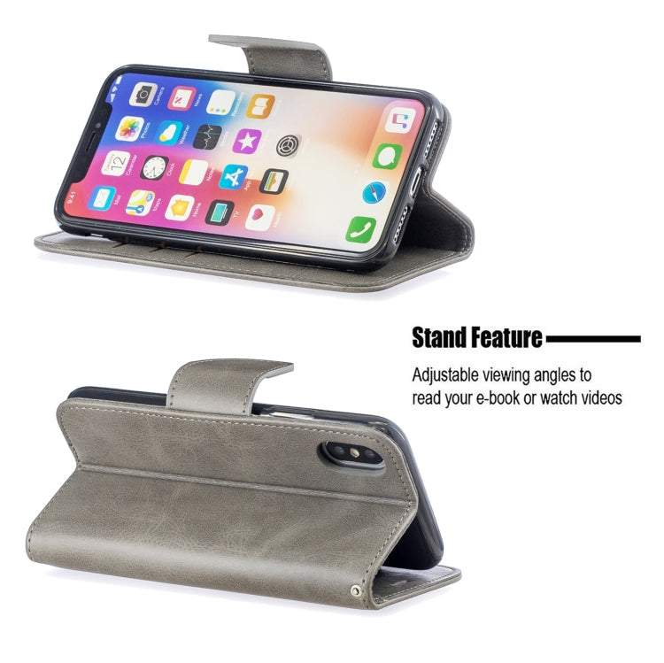 For iPhone X / XS Retro Lambskin Texture Pure Color Horizontal Flip PU Leather Case with Holder & Card Slots & Wallet & Lanyard
