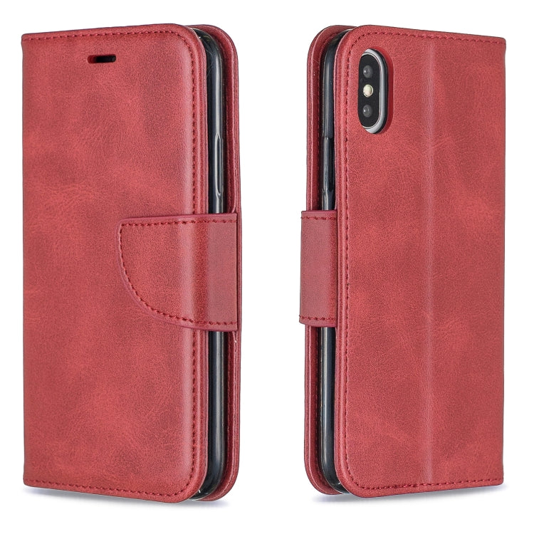 For iPhone X / XS Retro Lambskin Texture Pure Color Horizontal Flip PU Leather Case with Holder & Card Slots & Wallet & Lanyard