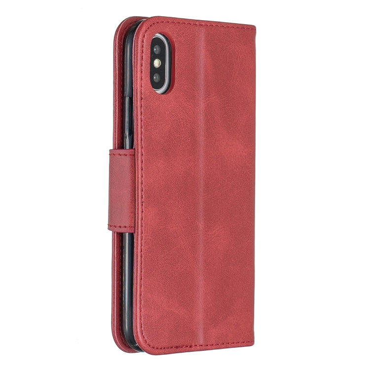 For iPhone X / XS Retro Lambskin Texture Pure Color Horizontal Flip PU Leather Case with Holder & Card Slots & Wallet & Lanyard