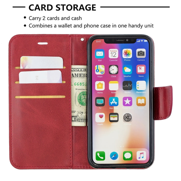 For iPhone X / XS Retro Lambskin Texture Pure Color Horizontal Flip PU Leather Case with Holder & Card Slots & Wallet & Lanyard