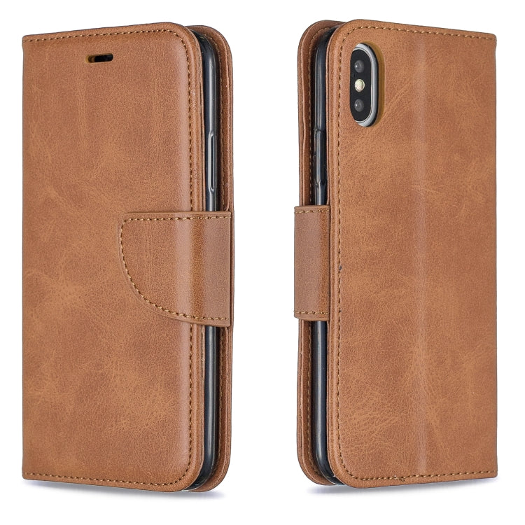 For iPhone X / XS Retro Lambskin Texture Pure Color Horizontal Flip PU Leather Case with Holder & Card Slots & Wallet & Lanyard