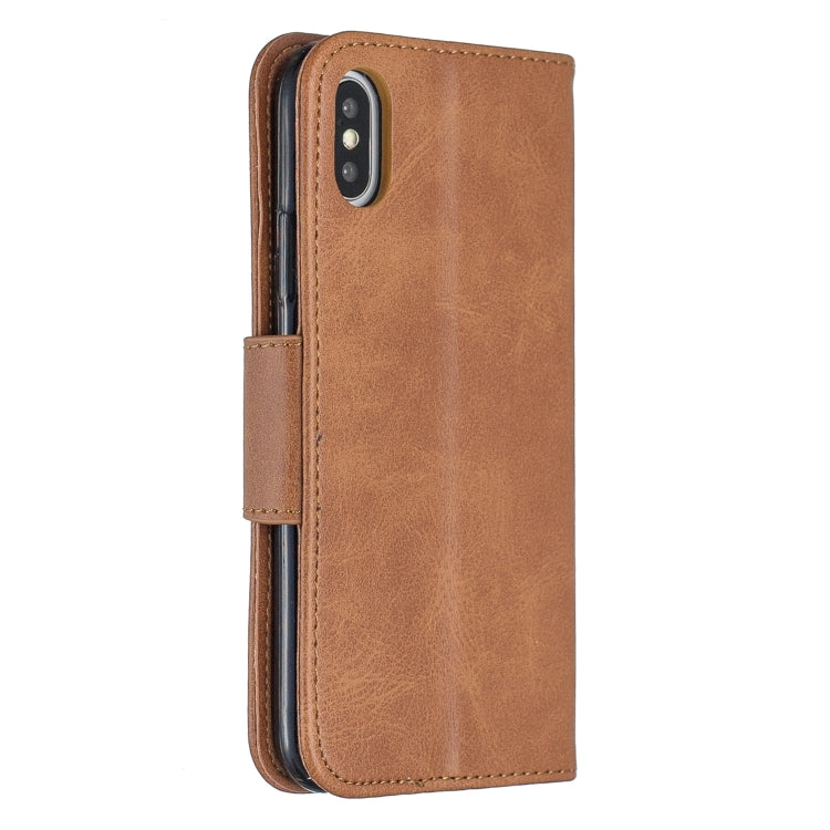 For iPhone X / XS Retro Lambskin Texture Pure Color Horizontal Flip PU Leather Case with Holder & Card Slots & Wallet & Lanyard
