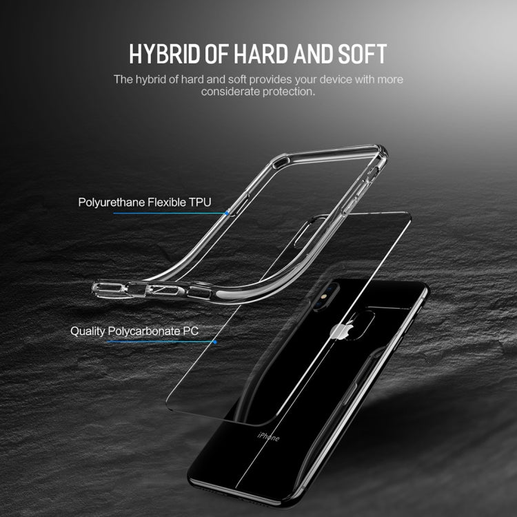 For iPhone X / XS ROCK Pure Series Slim TPU + HD PC Protective Case(Transparent)