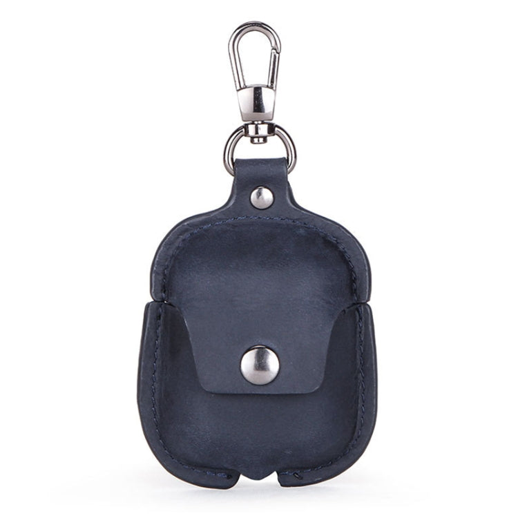 CF1100 For AirPods 1 / 2 Crazy Horse Texture Earphone Protective Leather Case with Hook
