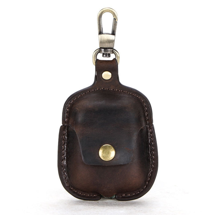 CF1100 For AirPods 1 / 2 Crazy Horse Texture Earphone Protective Leather Case with Hook
