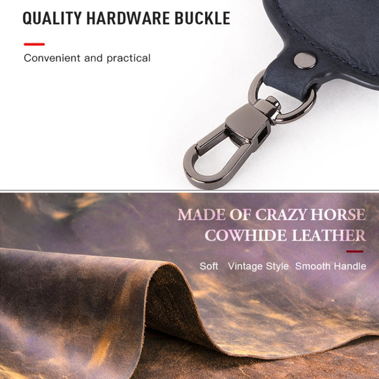 CF1100 For AirPods 1 / 2 Crazy Horse Texture Earphone Protective Leather Case with Hook