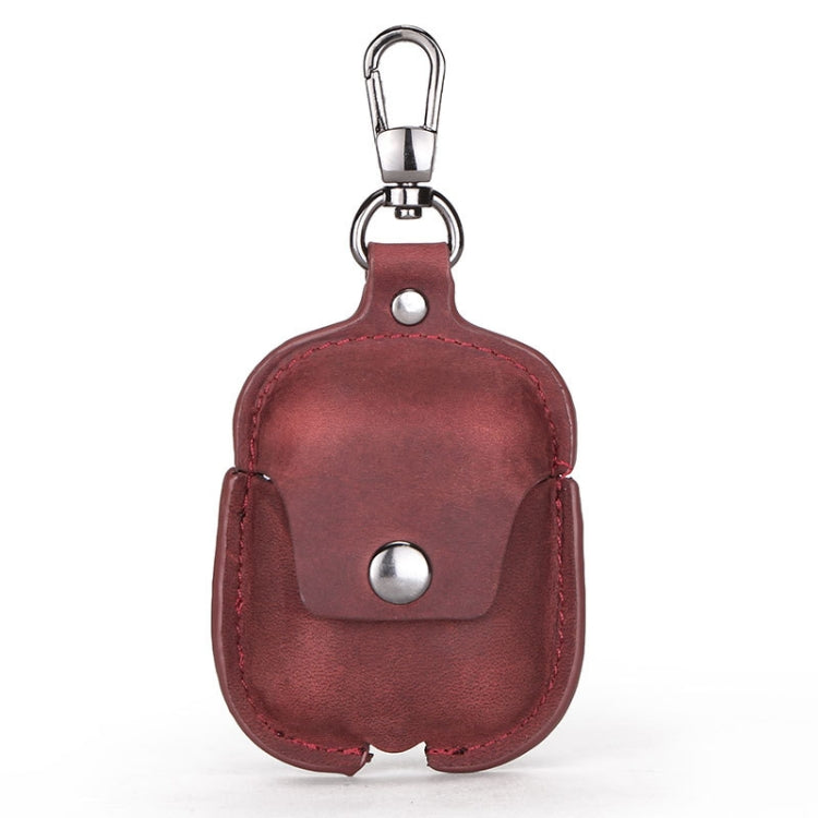 CF1100 For AirPods 1 / 2 Crazy Horse Texture Earphone Protective Leather Case with Hook
