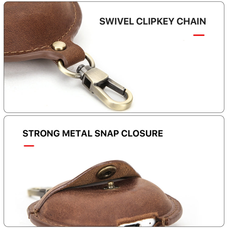 CF1111 For Huawei FreeBuds 3 Crazy Horse Texture Clamshell Earphone Protective Leather Case with Hook