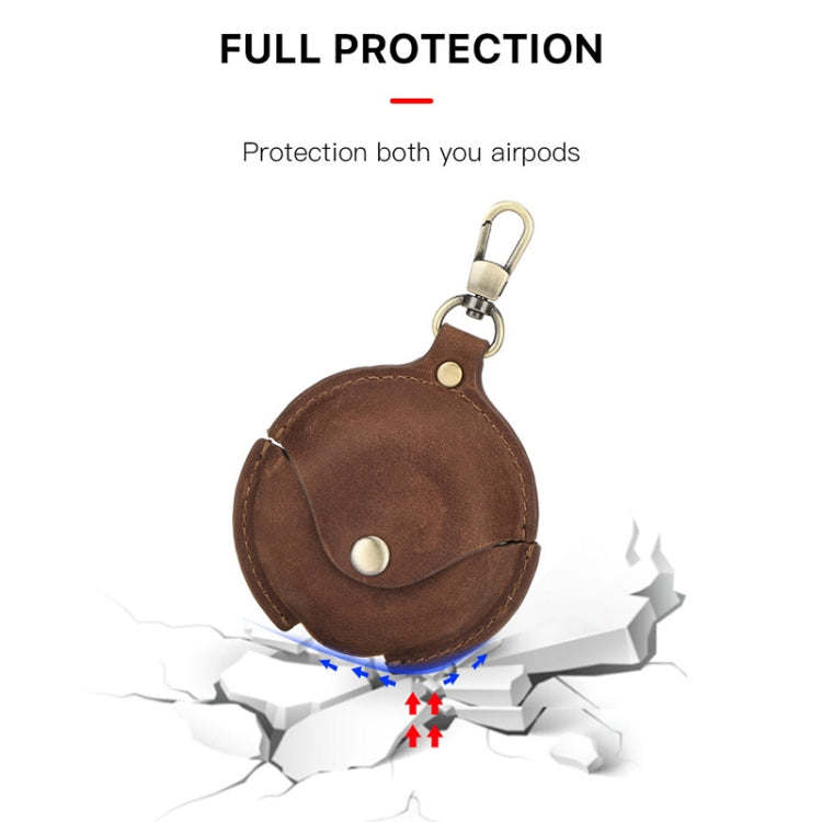 CF1111 For Huawei FreeBuds 3 Crazy Horse Texture Clamshell Earphone Protective Leather Case with Hook