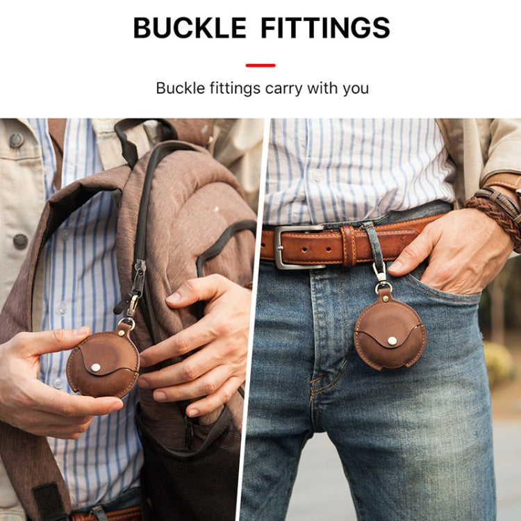 CF1111 For Huawei FreeBuds 3 Crazy Horse Texture Clamshell Earphone Protective Leather Case with Hook