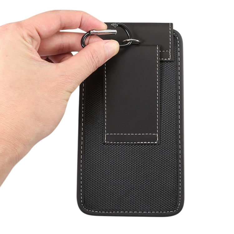 Universal Hanging Waist Oxford Cloth Case with Carabiner for 4.7-5. 2 inch Mobile Phones(Black)