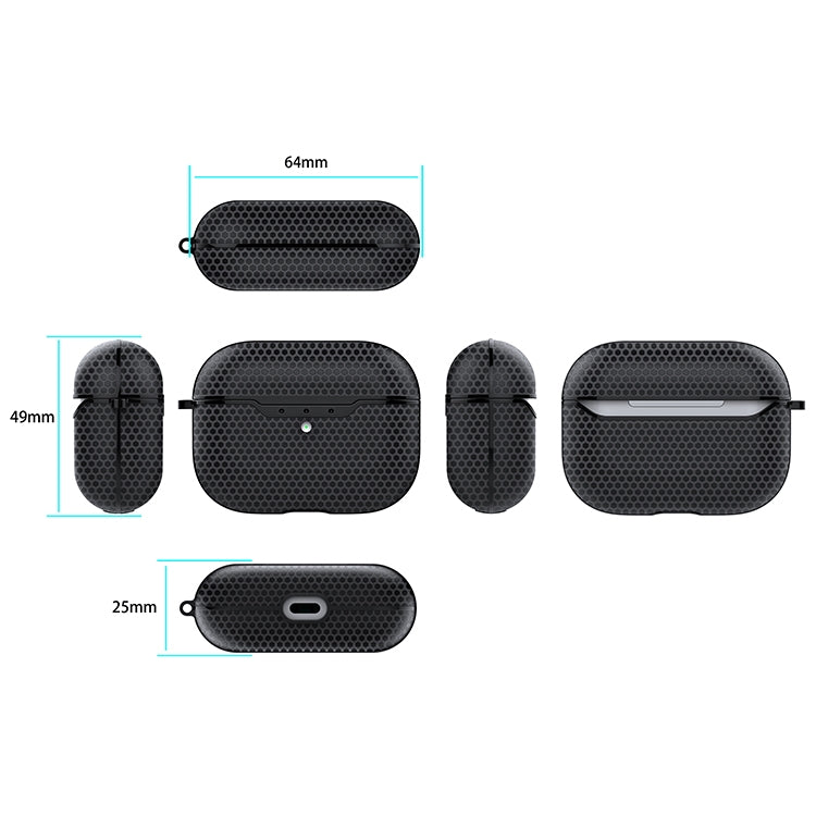 For AirPods Pro TPU Football Texture Wireless Earphone Protective Case (Black)