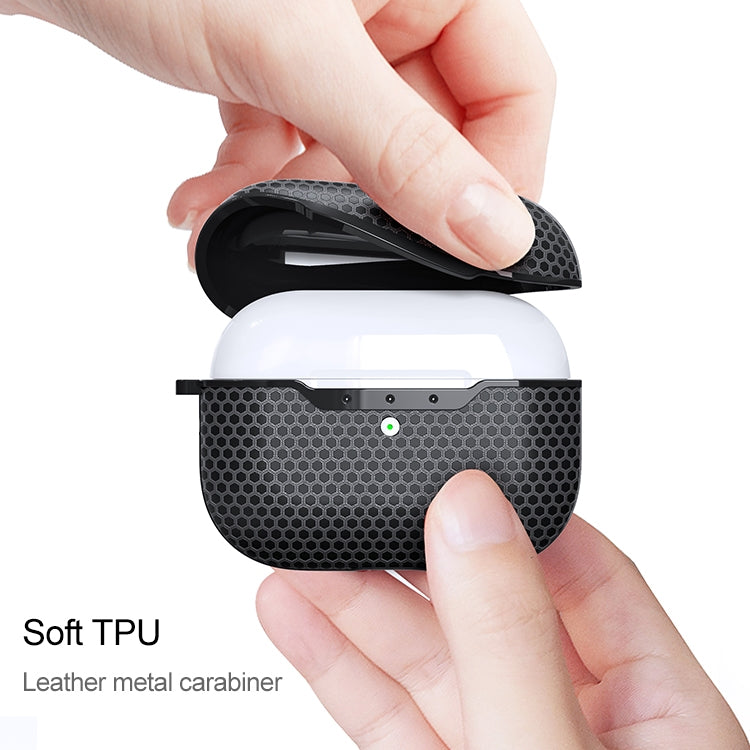 For AirPods Pro TPU Football Texture Wireless Earphone Protective Case (Black)