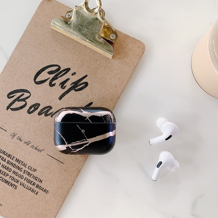 Bronzing Marble Pattern Shockproof TPU Protective Case For Apple AirPods Pro (Black)