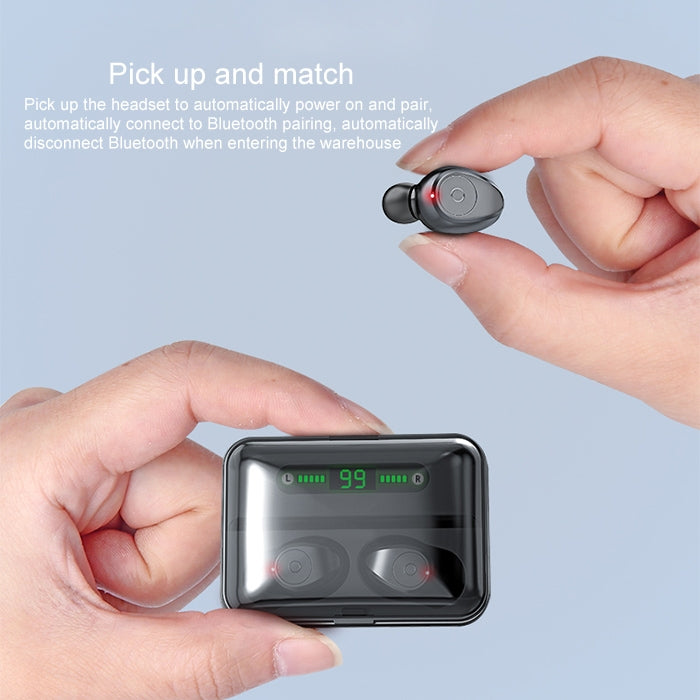 F9 TWS V5.0 Binaural Wireless Stereo Bluetooth Headset with Charging Case and Digital Display