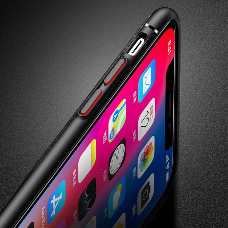 For iPhone X / XS TOTUDESIGN Slim Series Carbon Fiber Texture TPU Protective Case with Holder
