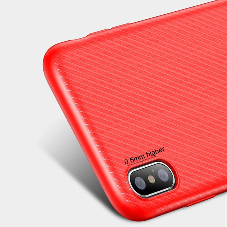 For iPhone X / XS TOTUDESIGN Slim Series Carbon Fiber Texture TPU Protective Case with Holder