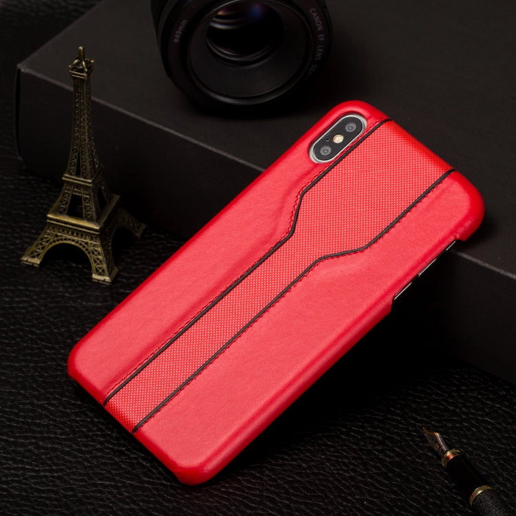 For iPhone X / XS Diamond Texture PC + PU Leather Case