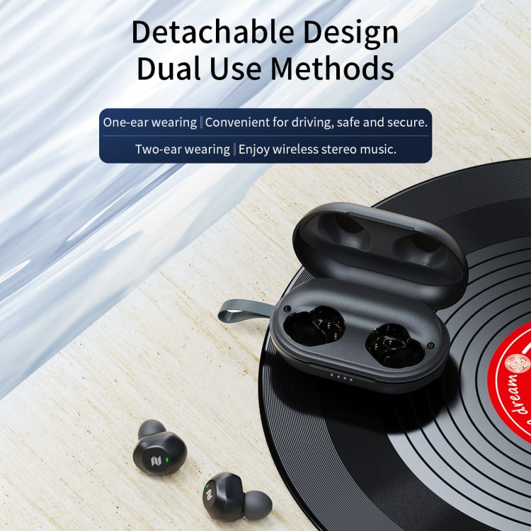 ROCK EB80 Bean TWS Bluetooth 5.0 Wireless Active Noise Cancelling Earphone(Black)