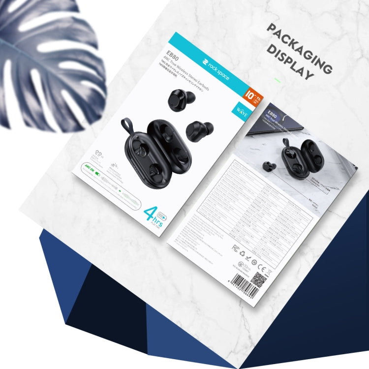 ROCK EB80 Bean TWS Bluetooth 5.0 Wireless Active Noise Cancelling Earphone(Black)