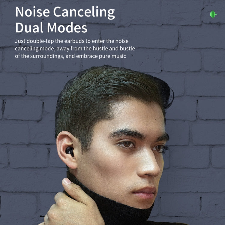 ROCK EB80 Bean TWS Bluetooth 5.0 Wireless Active Noise Cancelling Earphone(Black)