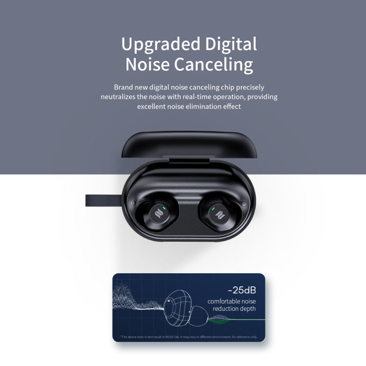 ROCK EB80 Bean TWS Bluetooth 5.0 Wireless Active Noise Cancelling Earphone(Black)