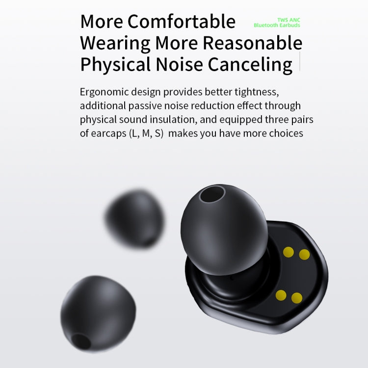 ROCK EB80 Bean TWS Bluetooth 5.0 Wireless Active Noise Cancelling Earphone(Black)