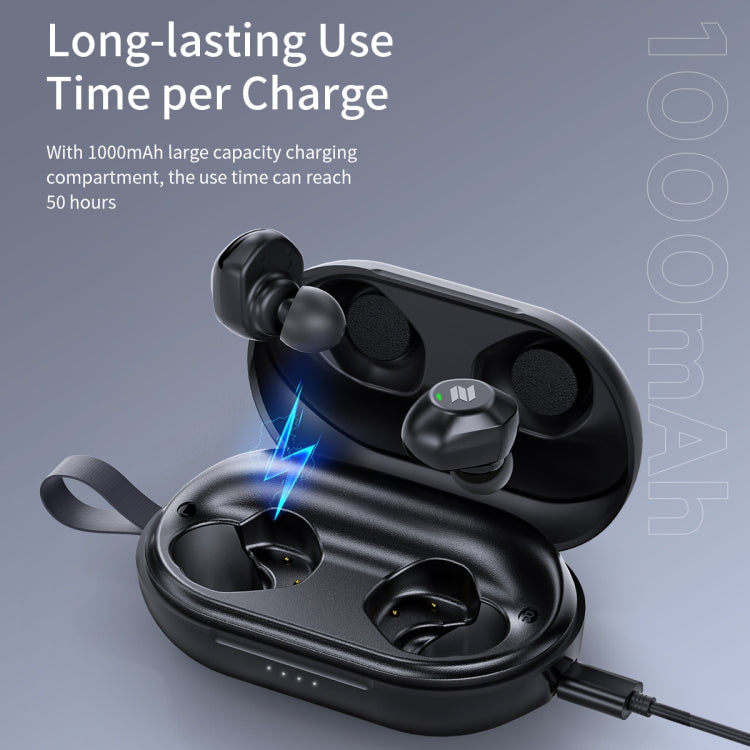 ROCK EB80 Bean TWS Bluetooth 5.0 Wireless Active Noise Cancelling Earphone(Black)