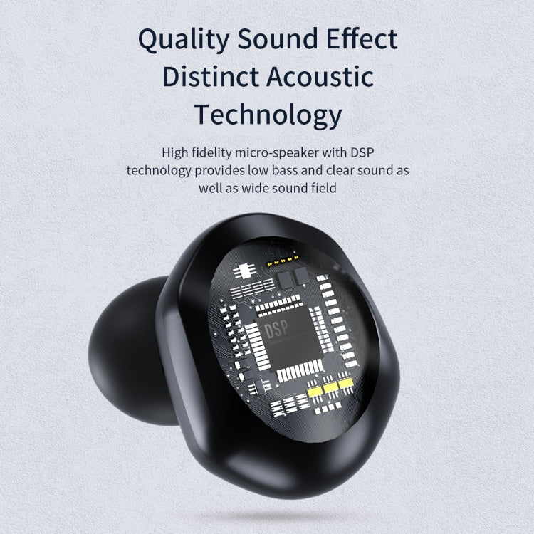 ROCK EB80 Bean TWS Bluetooth 5.0 Wireless Active Noise Cancelling Earphone(Black)